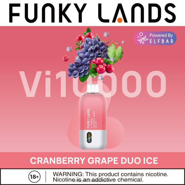 ELFBAR Funky Lands Best Flavour Einweg-Vape VI10000 Iced-Serie 2L2T458 - ELF BAR 600 ohne nikotin Cranberry-Trauben-Duo-Eis