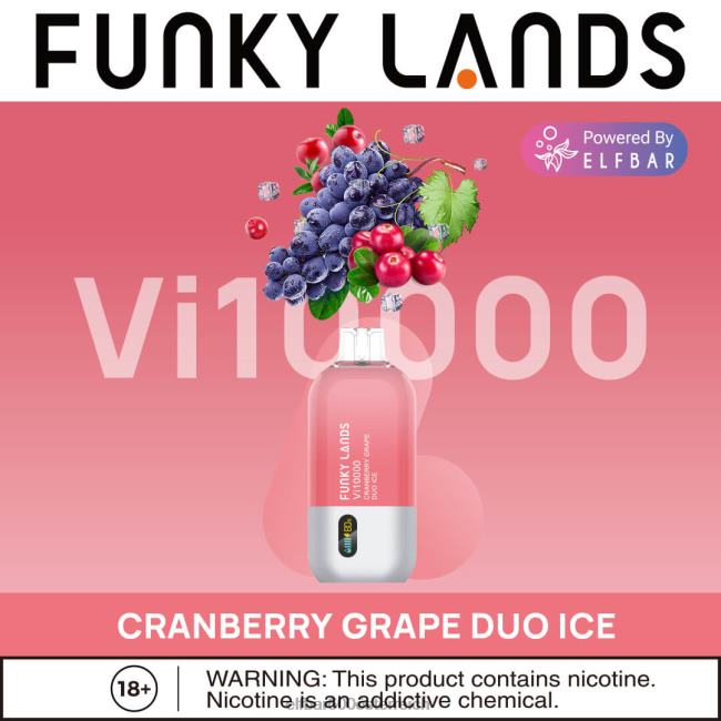 ELFBAR Funky Lands Einweg-Vape VI10000 Züge 2L2T467 - ELF BAR 5000 zuge sorten Cranberry-Trauben-Duo-Eis