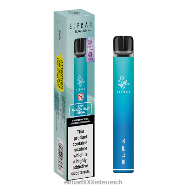 ELFBAR Elfa Pro Pod Kit – wiederaufladbar 2L2T66 - ELF BAR 600 preis Aurora Blue + Kiwi-Passionsfrucht vorgefüllte Schote