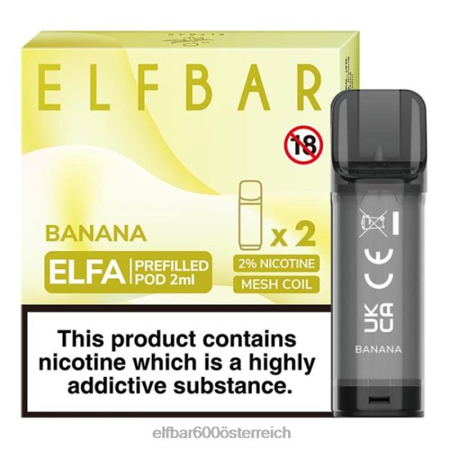 ELFBAR Elfa vorgefüllte Kapsel – 2 ml – 20 mg (2 Packungen) 2L2T105 - ELF BAR 5000 zuge kosten Banane