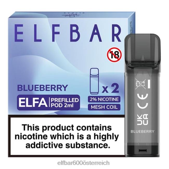 ELFBAR Elfa vorgefüllte Kapsel – 2 ml – 20 mg (2 Packungen) 2L2T106 - ELF BAR 5000 zuge nikotin Blaubeere