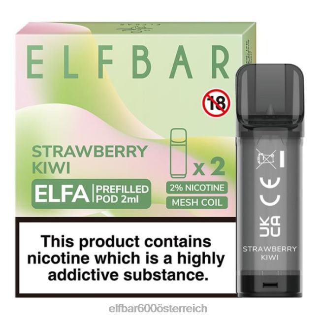 ELFBAR Elfa vorgefüllte Kapsel – 2 ml – 20 mg (2 Packungen) 2L2T107 - ELF BAR 5000 zuge sorten Erdbeer-Kiwi