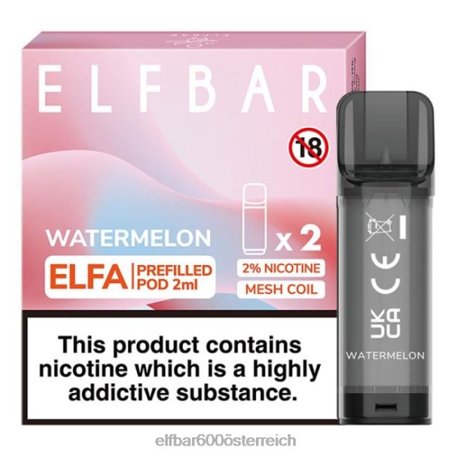 ELFBAR Elfa vorgefüllte Kapsel – 2 ml – 20 mg (2 Packungen) 2L2T108 - ELF BAR 600 Wassermelone