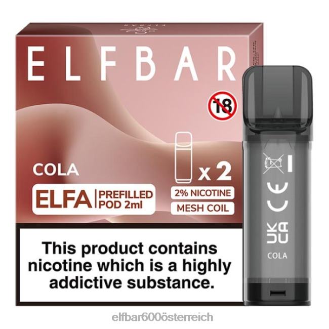 ELFBAR Elfa vorgefüllte Kapsel – 2 ml – 20 mg (2 Packungen) 2L2T109 - ELF BAR 5000 zuge Cola