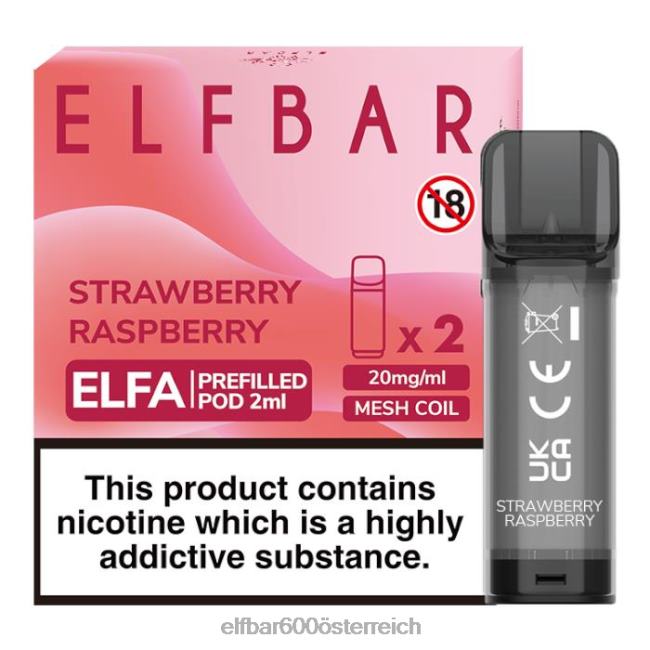 ELFBAR Elfa vorgefüllte Kapsel – 2 ml – 20 mg (2 Packungen) 2L2T112 - ELF BAR preis Osterreich Erdbeer-Himbeere