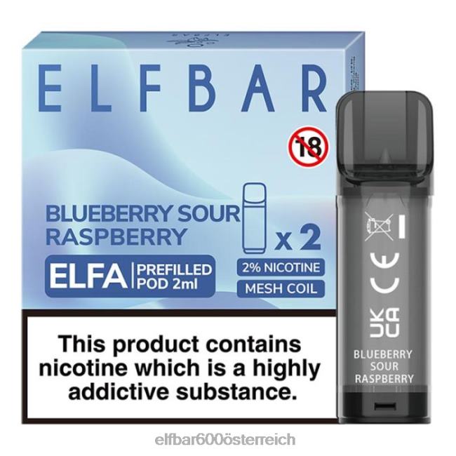 ELFBAR Elfa vorgefüllte Kapsel – 2 ml – 20 mg (2 Packungen) 2L2T114 - ELF BAR 600 preis Heidelbeere, saure Himbeere