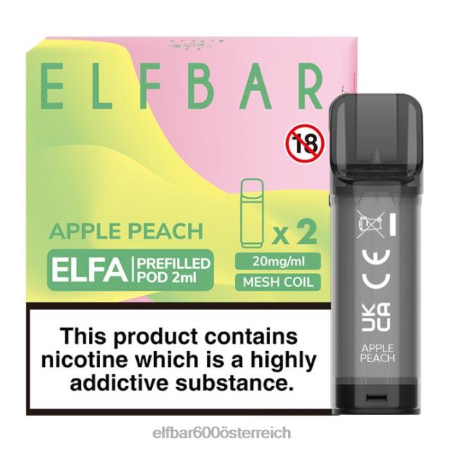 ELFBAR Elfa vorgefüllte Kapsel – 2 ml – 20 mg (2 Packungen) 2L2T116 - ELF BAR 5000 preis Apfel-Pfirsich