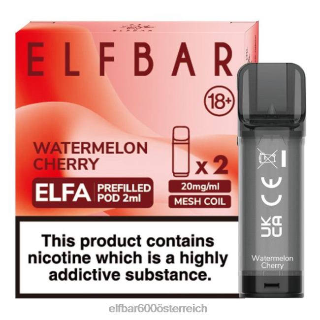 ELFBAR Elfa vorgefüllte Kapsel – 2 ml – 20 mg (2 Packungen) 2L2T121 - ELF BAR 5000 zuge Wassermelonenkirsche