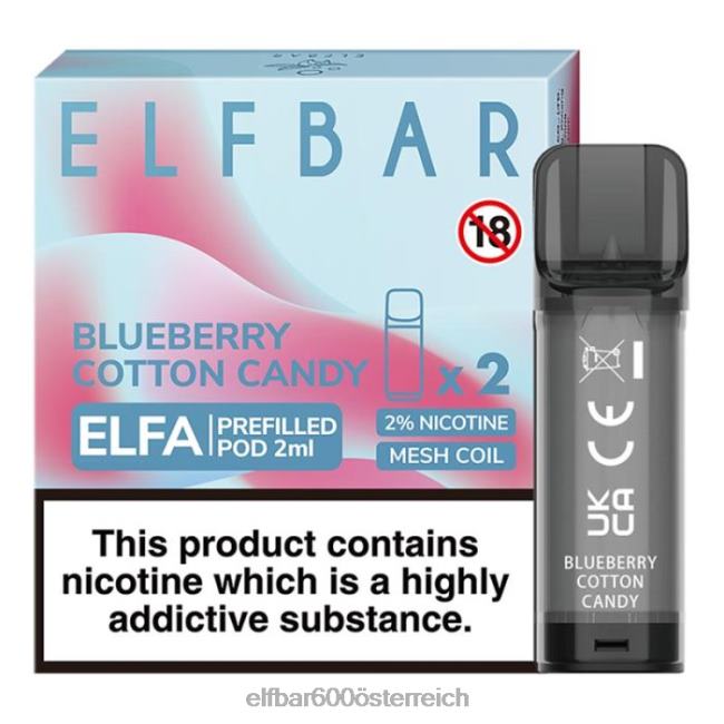 ELFBAR Elfa vorgefüllte Kapsel – 2 ml – 20 mg (2 Packungen) 2L2T124 - ELF BAR preis Osterreich Blaubeer-Zuckerwatte