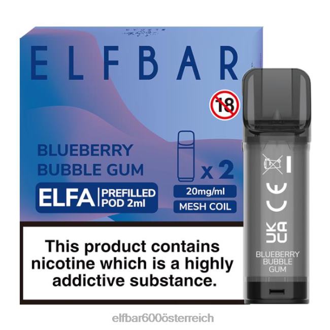 ELFBAR Elfa vorgefüllte Kapsel – 2 ml – 20 mg (2 Packungen) 2L2T126 - ELF BAR 600 preis Blaubeer-Kaugummi