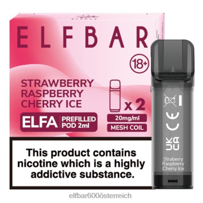 ELFBAR Elfa vorgefüllte Kapsel – 2 ml – 20 mg (2 Packungen) 2L2T129 - ELF BAR 5000 zuge kosten Erdbeer-Himbeer-Kirsch-Eis