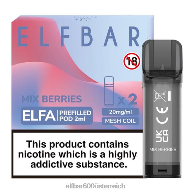 ELFBAR Elfa vorgefüllte Kapsel – 2 ml – 20 mg (2 Packungen) 2L2T132 - ELF BAR 600 Beeren mischen