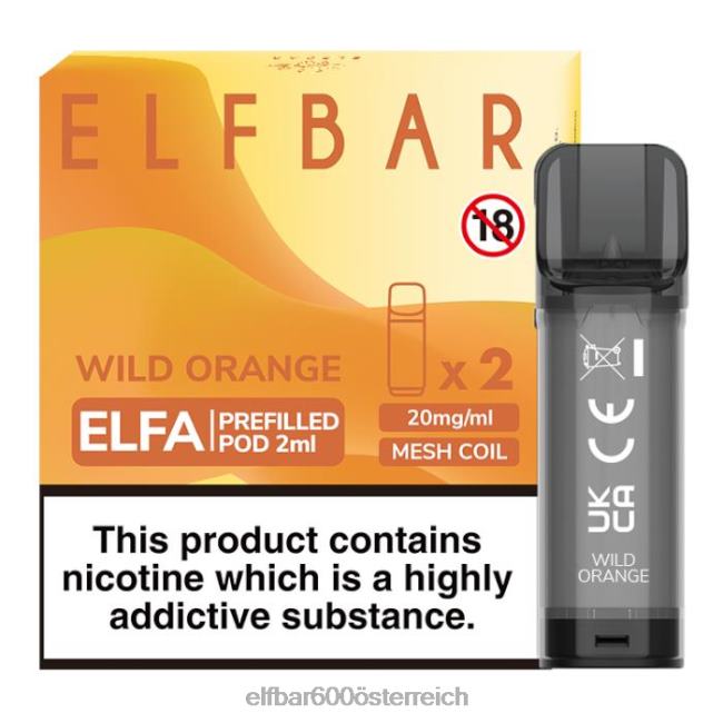 ELFBAR Elfa vorgefüllte Kapsel – 2 ml – 20 mg (2 Packungen) 2L2T133 - ELF BAR 5000 zuge wilde Orange