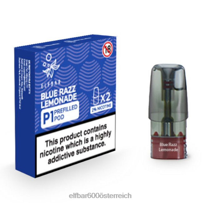 ELFBAR Mate 500 P1 vorgefüllte Kapseln – 20 mg (2 Packungen) 2L2T154 - ELF BAR 5000 zuge nikotin Blue Razz Limonade