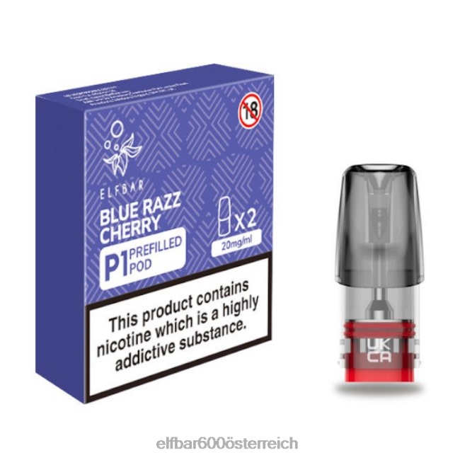 ELFBAR Mate 500 P1 vorgefüllte Kapseln – 20 mg (2 Packungen) Blue Razz Cherry 2L2T165 - ELF BAR 5000 zuge kosten