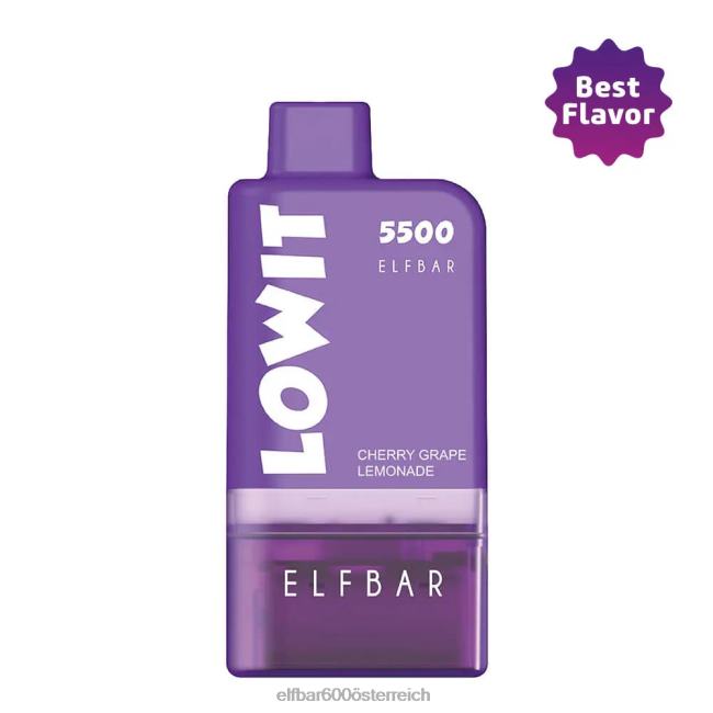 ELFBAR Vorgefülltes Pod-Kit Lowit 5500 2% Nic Kirsch-Trauben-Limonade 2L2T437 - ELF BAR preisvergleich Kirschtrauben-Limonadenkapsel + lila Batterie